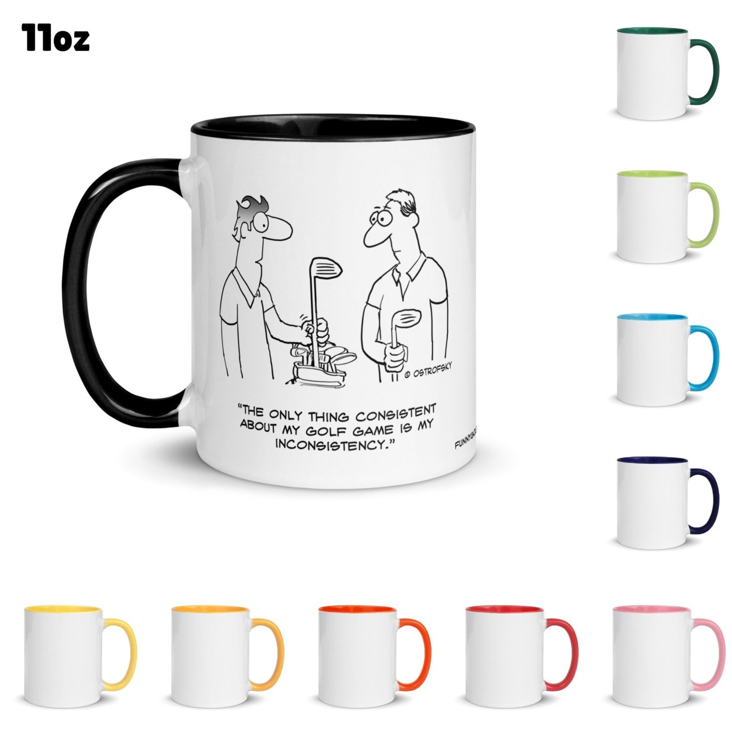 Funny Golf Quotes - Inconsistency Golf Cartoon 11oz Coffee Mug Color Options