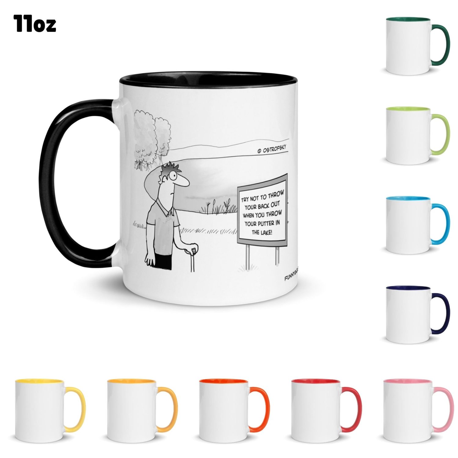 Funny Golf Quotes - Throw Your Putter Golf Cartoon 11oz Coffee Mug Color Options