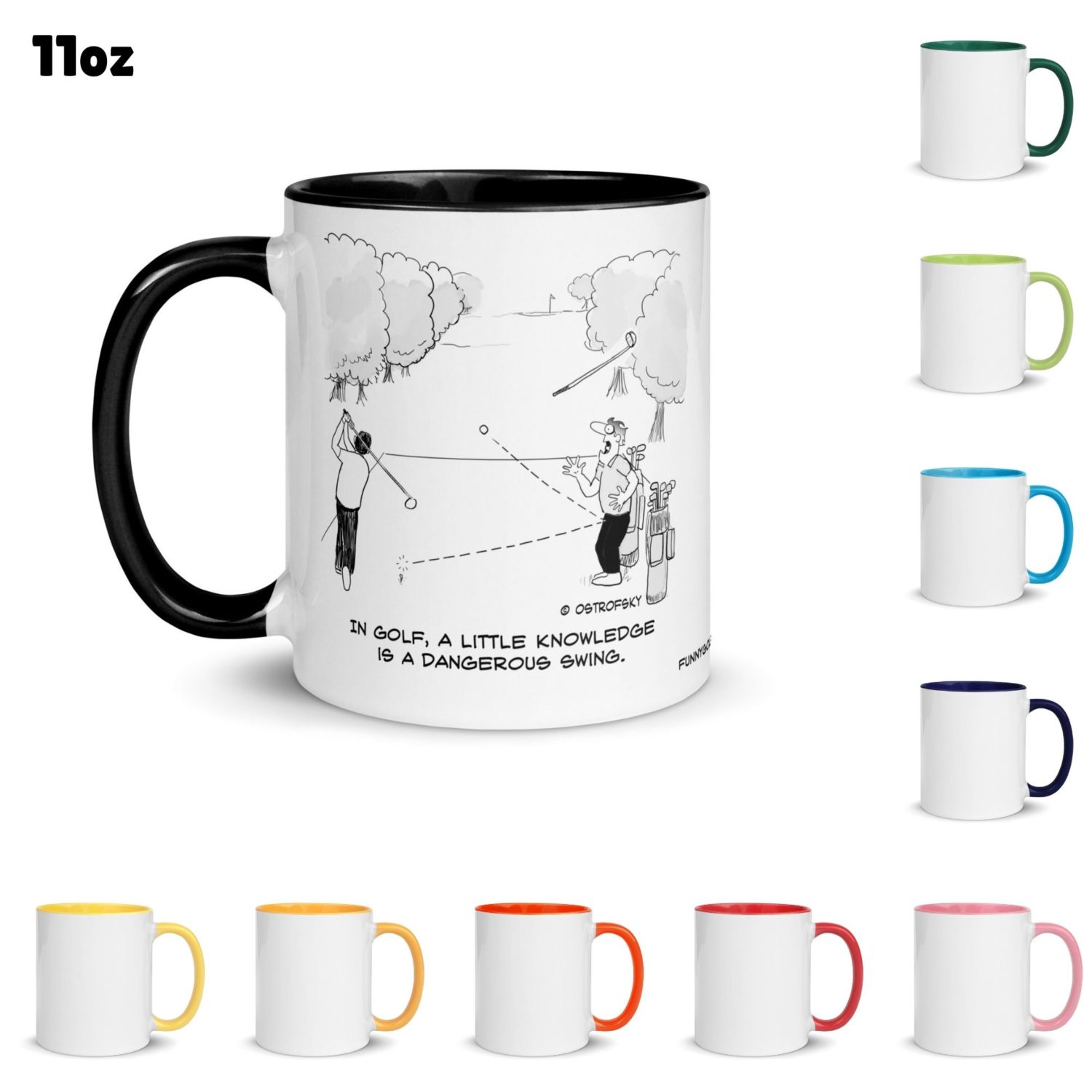 Funny Golf Quotes - Dangerous Swing Golf Cartoon 11oz Coffee Mug Color Options