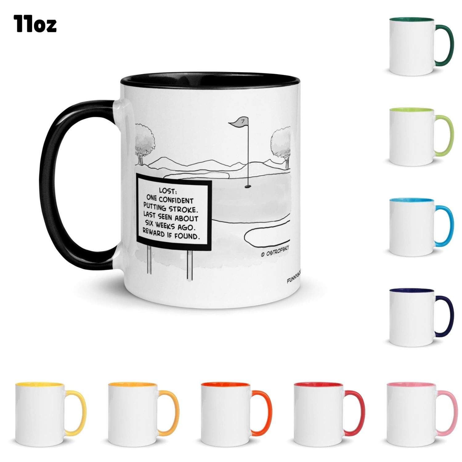 Funny Golf Quotes - Lost Putting Stroke Golf Cartoon 11oz Coffee Mug Color Options