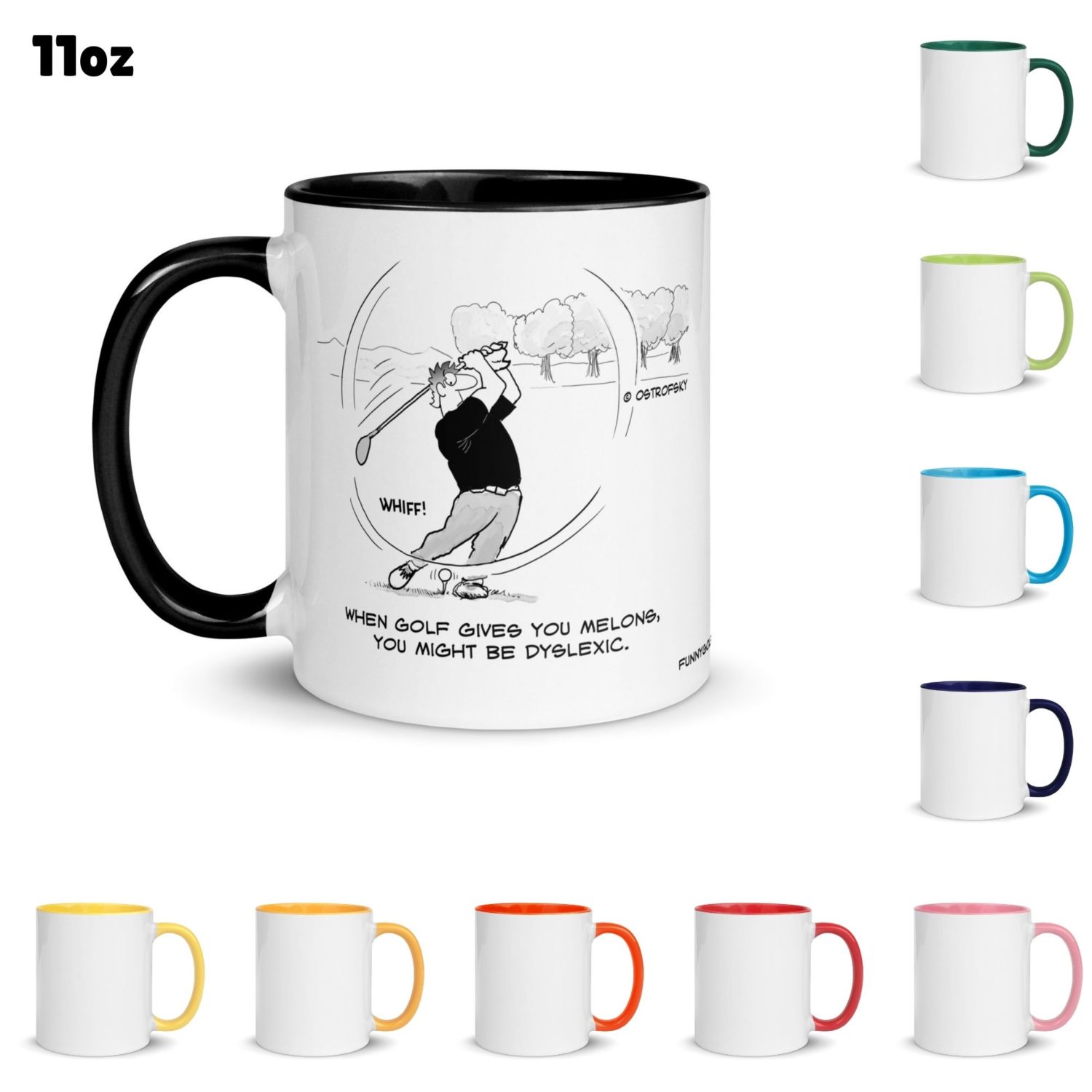 Funny Golf Quotes - When Golf Gives You Melons Golf Cartoon 11oz Coffee Mug Color Options