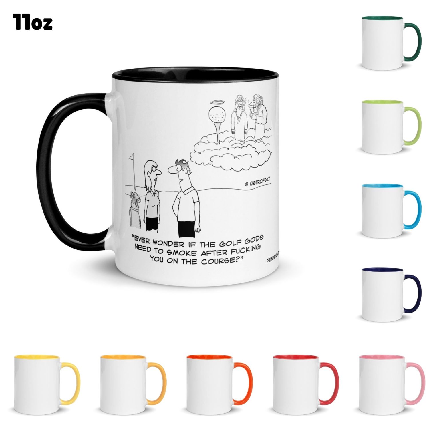 Funny Golf Quotes - Golf Gods Golf Cartoon 11oz Coffee Mug Color Options