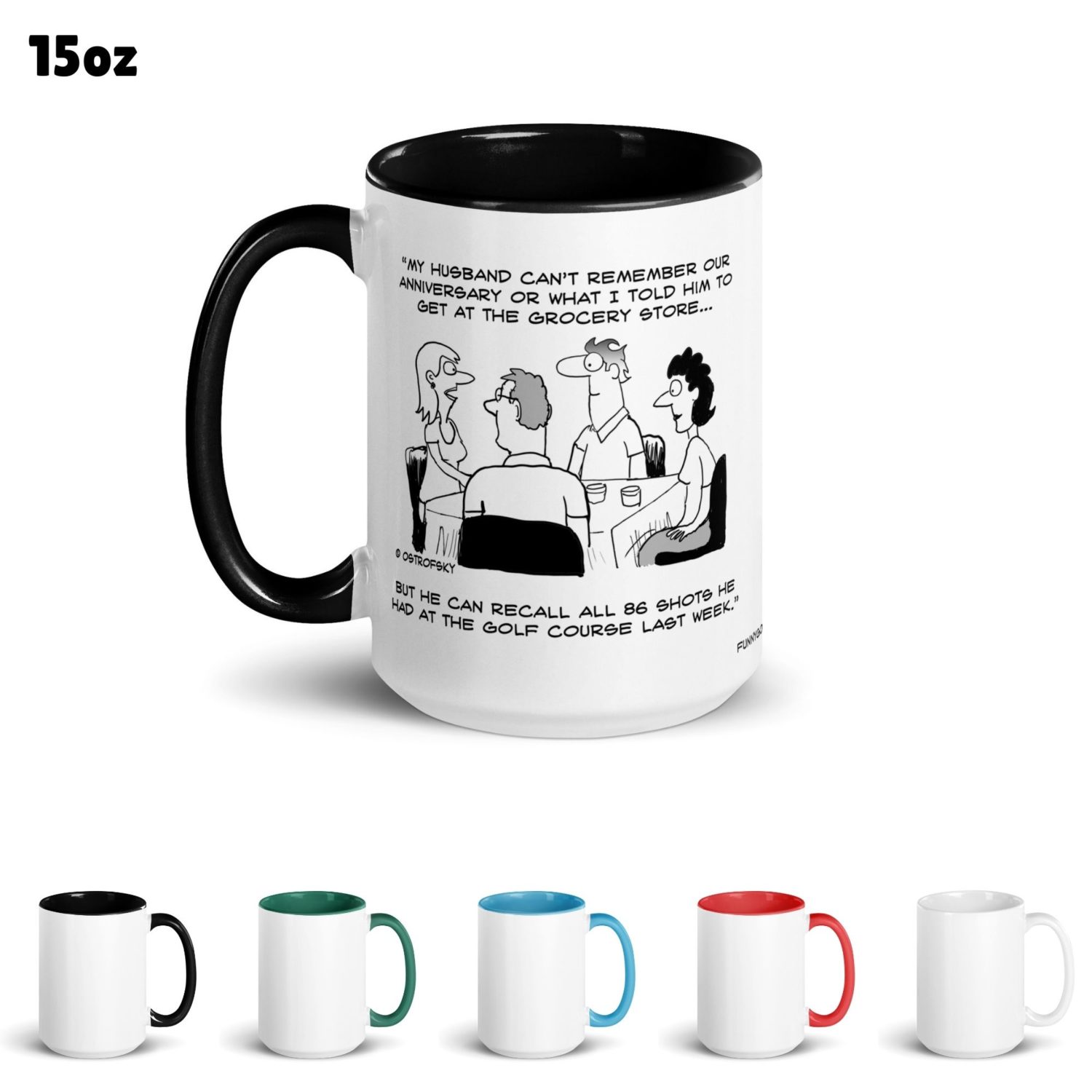 Funny Golf Quotes - Recall All Shots Golf Cartoon 15oz Coffee Mug Color Options