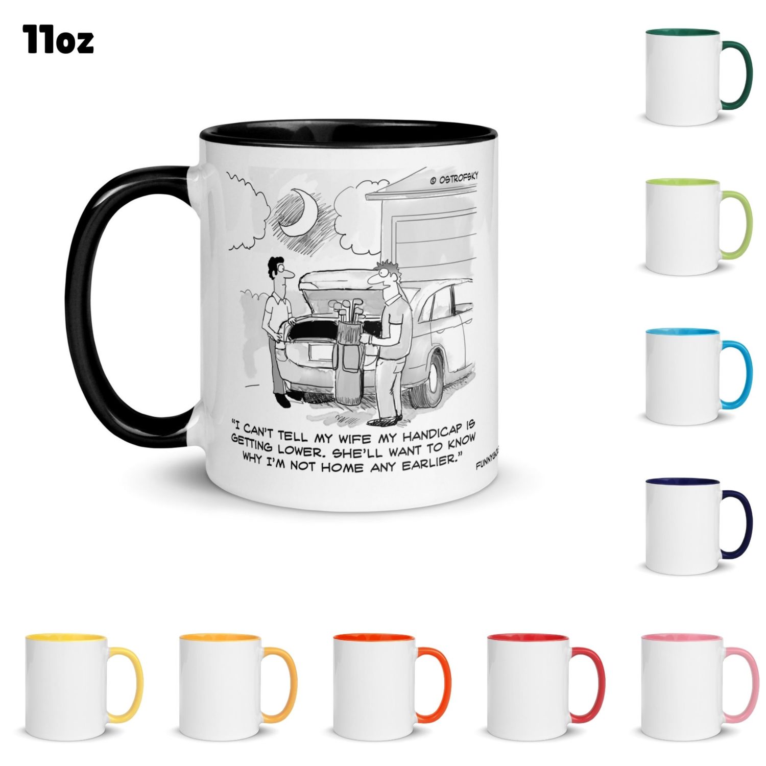 Funny Golf Quotes - Home Earlier Golf Cartoon 11oz Coffee Mug Color Options