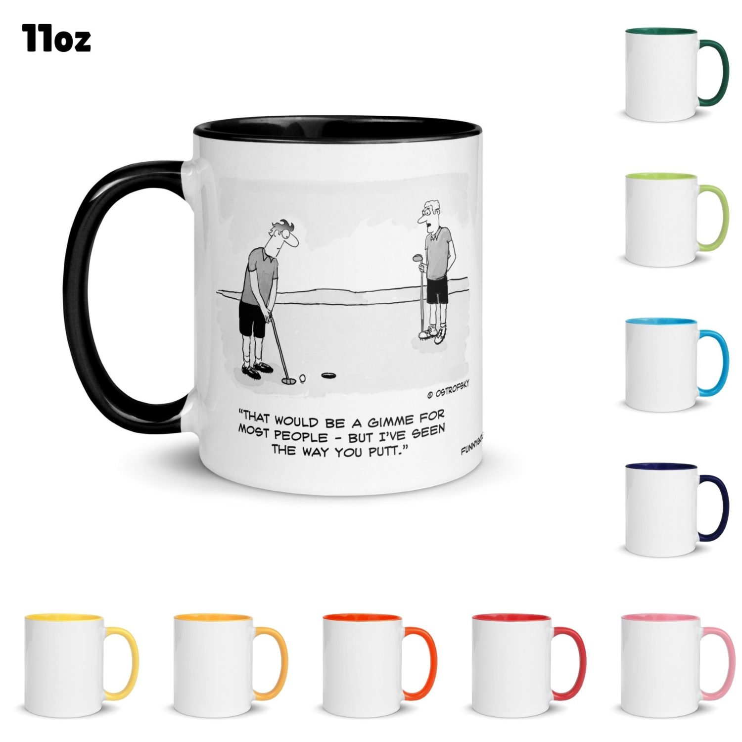 Funny Golf Quotes - Gimme Putt Golf Cartoon 11oz Coffee Mug Color Options