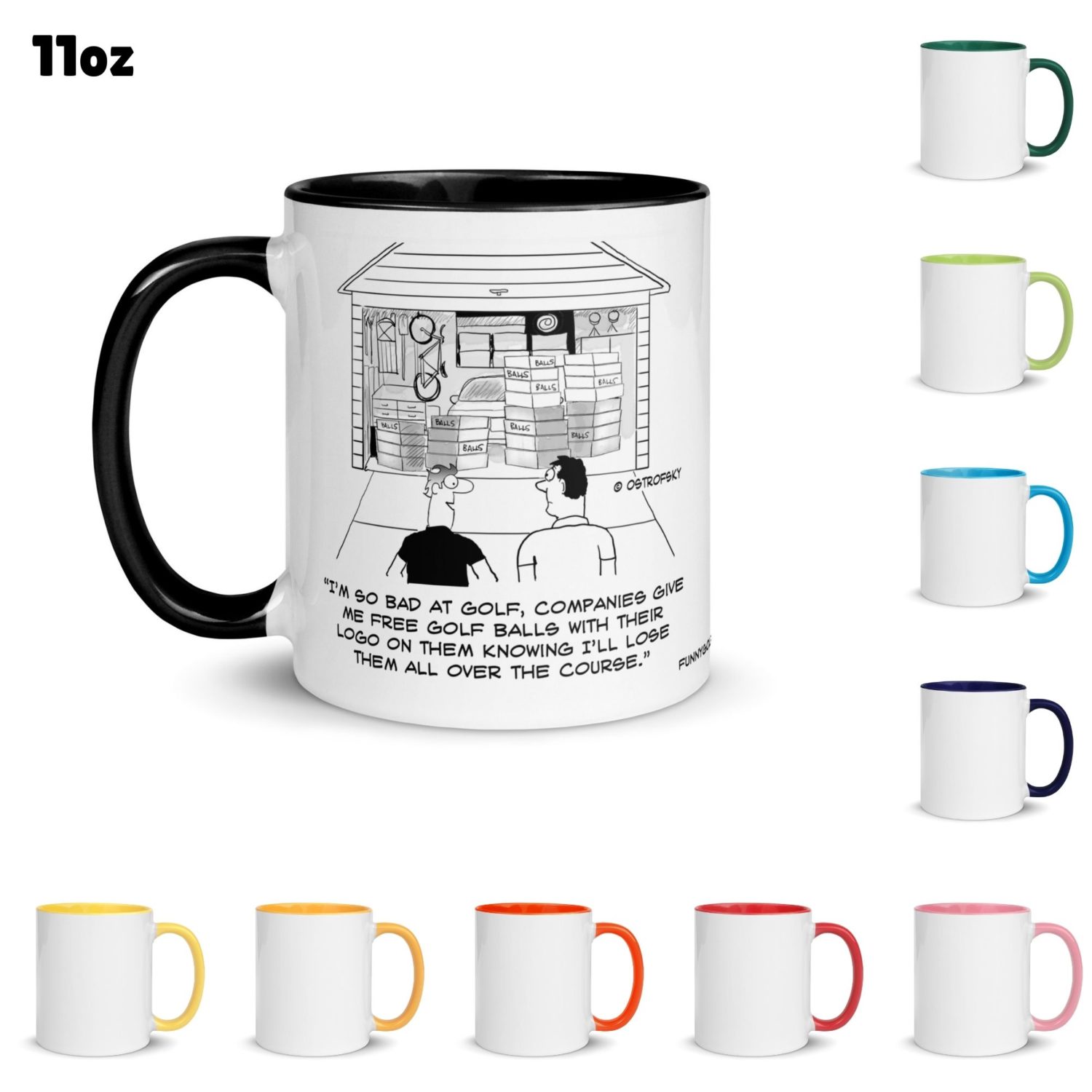 Funny Golf Quotes - Free Golf Balls Golf Cartoon 11oz Coffee Mug Color Options