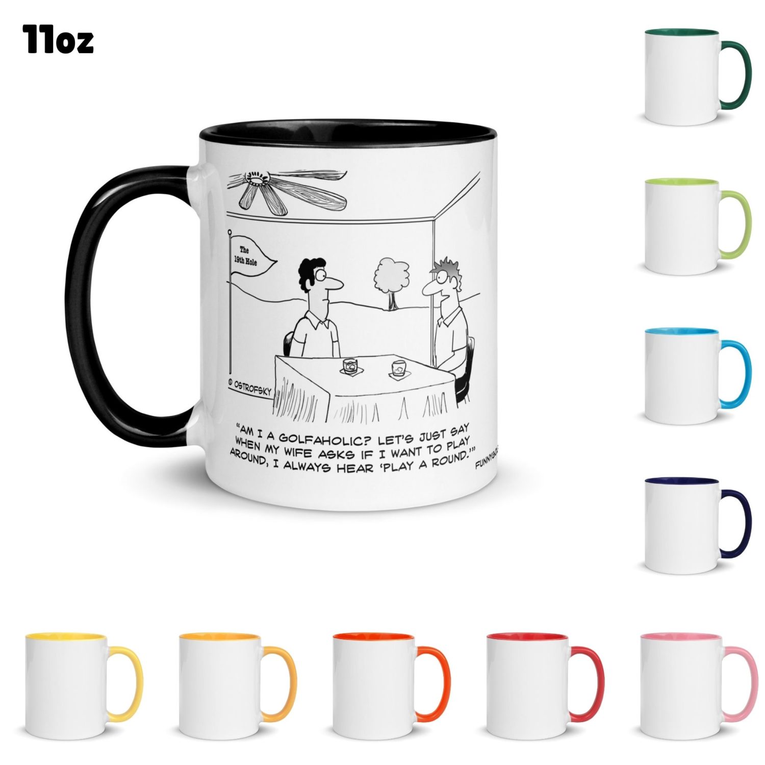 Funny Golf Quotes - Am I A Golfaholic Golf Cartoon 11oz Coffee Mug Color Options